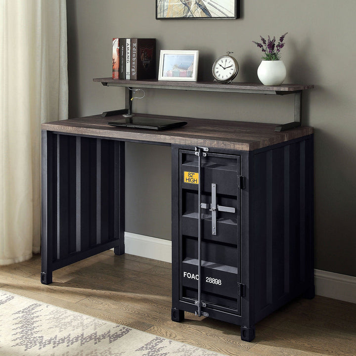 Furniture Of America Dipiloh Black/Distressed Dark Oak Industrial Desk With Led Lights Model FOA-DK915 - MONAVILLA