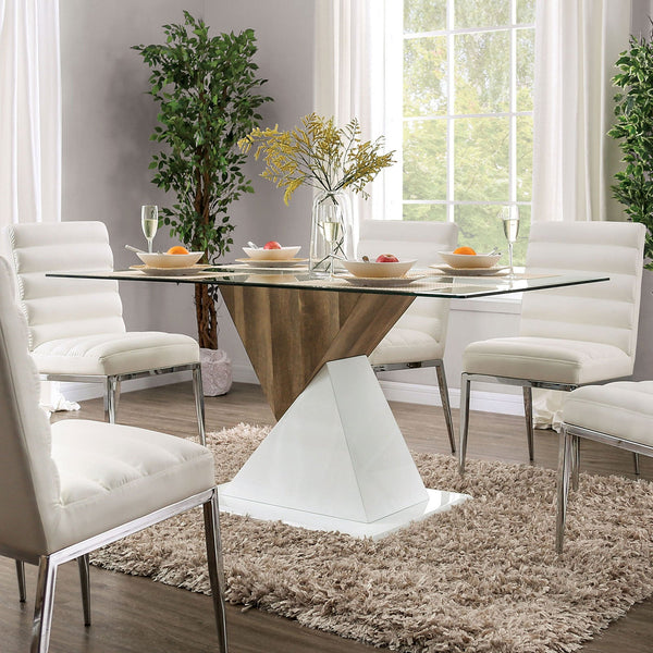 Furniture Of America Bima White/Natural Tone Contemporary Dining Table Model FOA3746T-TABLE - MONAVILLA