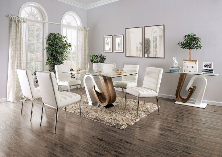 Furniture Of America Cilegon White/Natural Tone Contemporary 5-Piece Dining Table Set Model FOA3748T-5PC - MONAVILLA