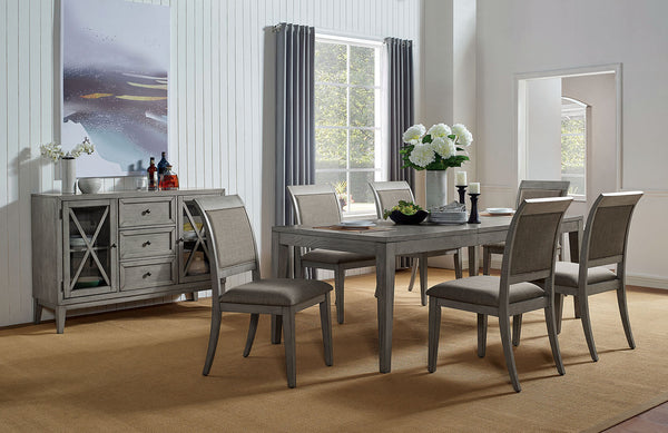 Furniture Of America Marla Gray Transitional Dining Table With 1 X 18" Leaf Model FOA3785T - MONAVILLA