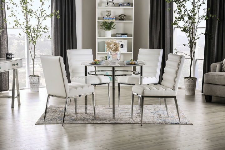 Furniture Of America Serena White/Chrome Contemporary Round Dining Table Model FOA3797RT - MONAVILLA