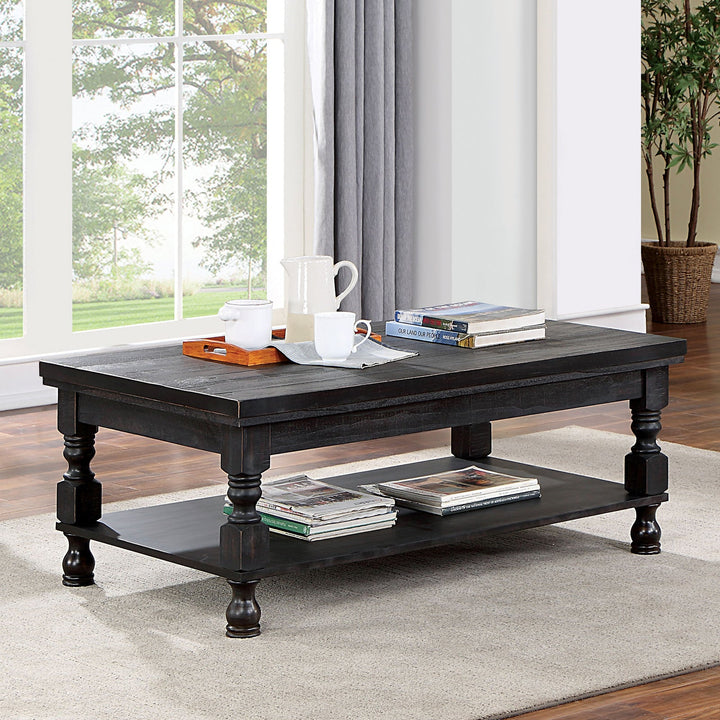 Furniture Of America Calandra Antique Black Rustic Coffee Table, Antique Black Model FOA4908BK-C - MONAVILLA