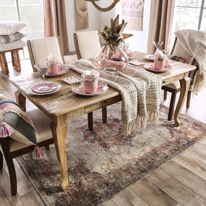 Furniture Of America Blanchefleur Weathered Light Natural Tone Rustic Dining Table Model FOA51001 - MONAVILLA