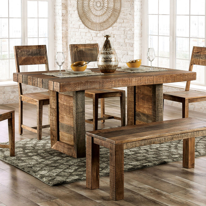 Furniture Of America Galanthus Weathered Light Natural Tone Rustic Dining Table, Weathered Light Natural Tone Model FOA51029 - MONAVILLA