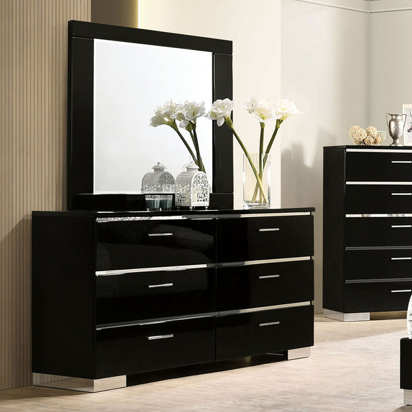 Furniture Of America Carlie Black/Chrome Contemporary Dresser Model FOA7039D - MONAVILLA