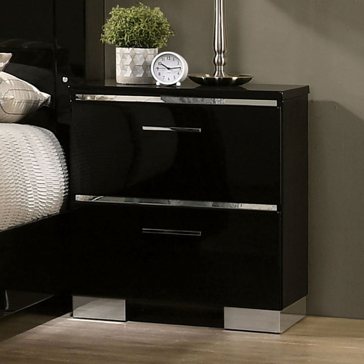 Furniture Of America Carlie Black/Chrome Contemporary Night Stand With Usb Plug Model FOA7039N - MONAVILLA