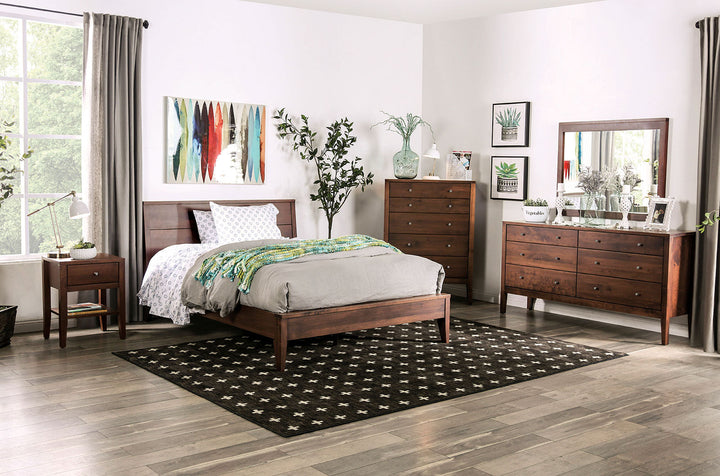 Furniture Of America Willamette Espresso Mid-Century Modern 5-Piece Queen Bedroom Set With Chest Model FOA7601Q-5PC-CHEST - MONAVILLA