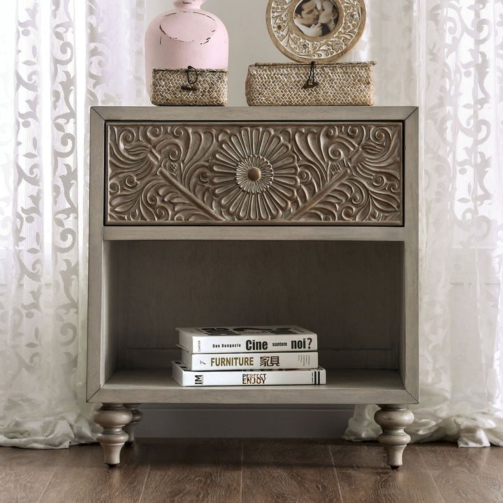 Furniture Of America Jakarta Antique White Transitional Night Stand Model FOA7882N - MONAVILLA