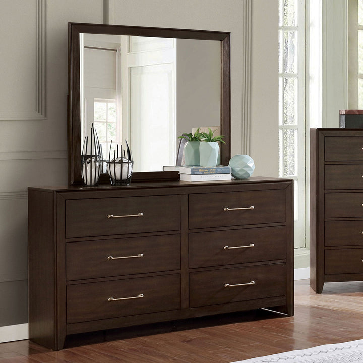 Furniture Of America Jamie Walnut Transitional Dresser With Support Rail Model FOA7917D - MONAVILLA