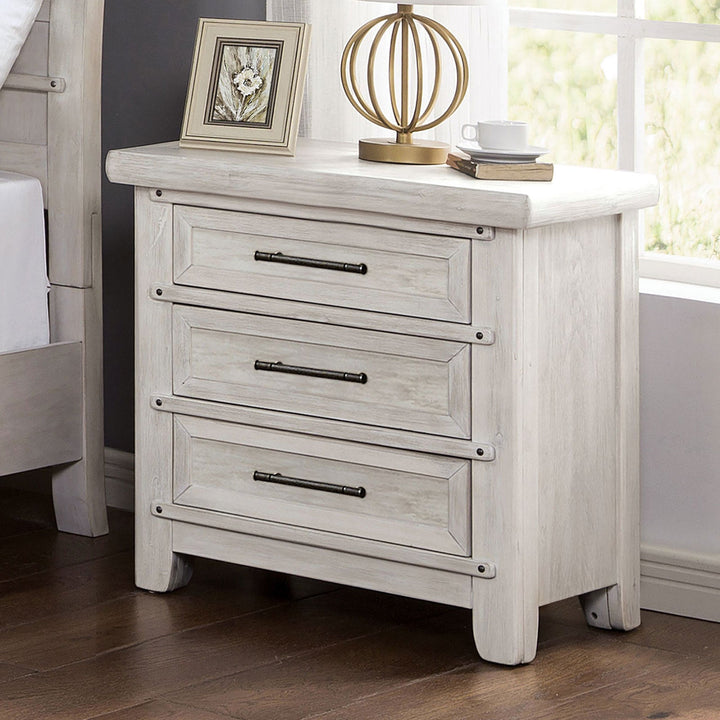 Furniture Of America Shawnette Antique White Transitional Night Stand With Usb Plug Model FOA7924N - MONAVILLA