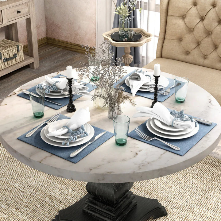 Furniture Of America Elfredo White/Antique Black Rustic Round Table Model CM3755RT-TABLE - MONAVILLA