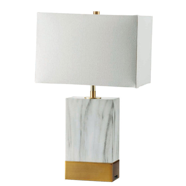 Furniture Of America Faith White/Gold Contemporary 20"H White Marble Gold Table Lamp Model L731197-GL - MONAVILLA