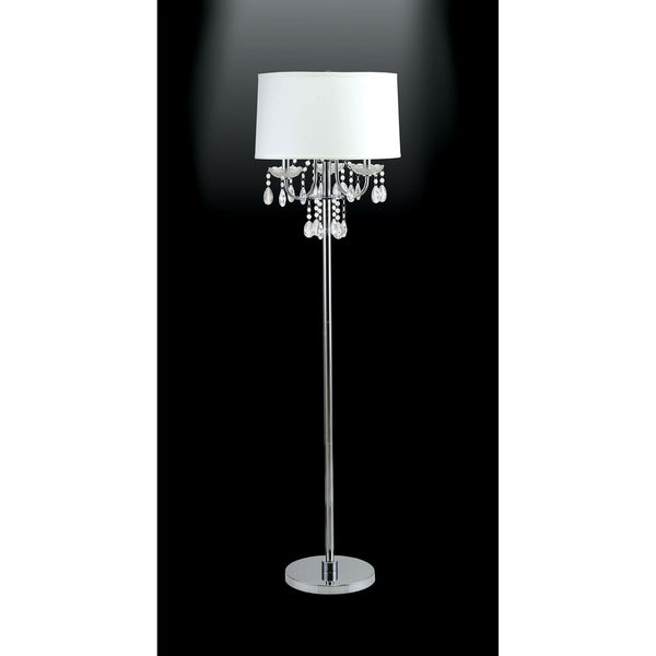 Furniture Of America Jada Chrome/White Glam Floor Lamp Model L76733WH-F - MONAVILLA