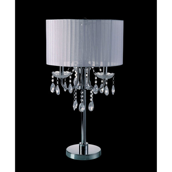 Furniture Of America Jada Chrome/White Glam Table Lamp Model L76733WH-T - MONAVILLA