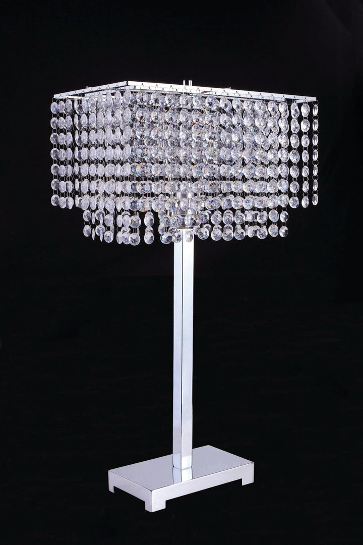 Furniture Of America Rena Chrome Glam Table Lamp, Hanging Crystal Model L7732CR - MONAVILLA