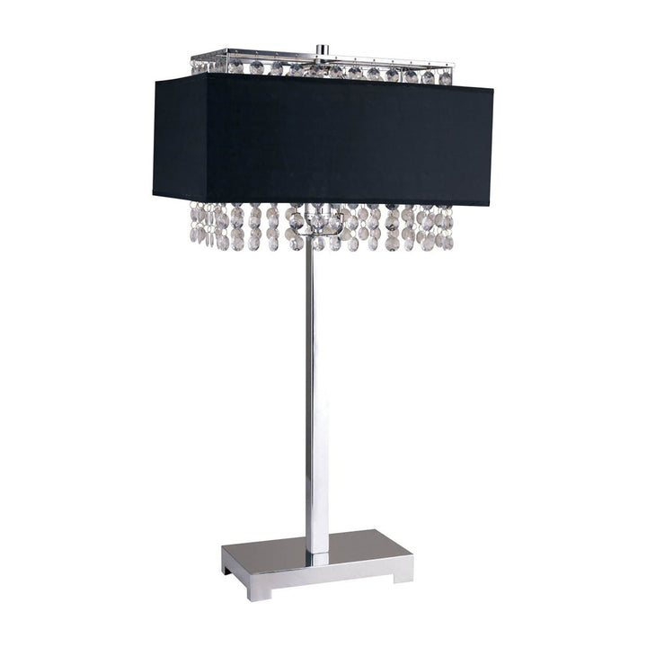 Furniture Of America Naya Chrome/Black Glam Table Lamp, Hanging Crystal Model L7733BK - MONAVILLA