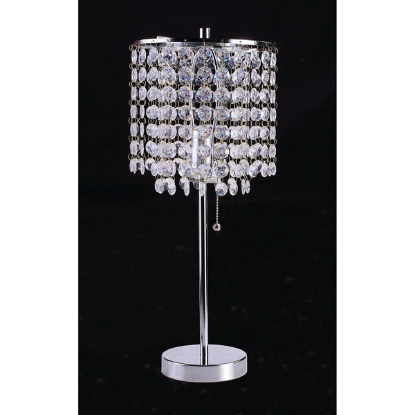 Furniture Of America Perla Chrome Glam Table Lamp, Hanging Crystal Model L78135C - MONAVILLA