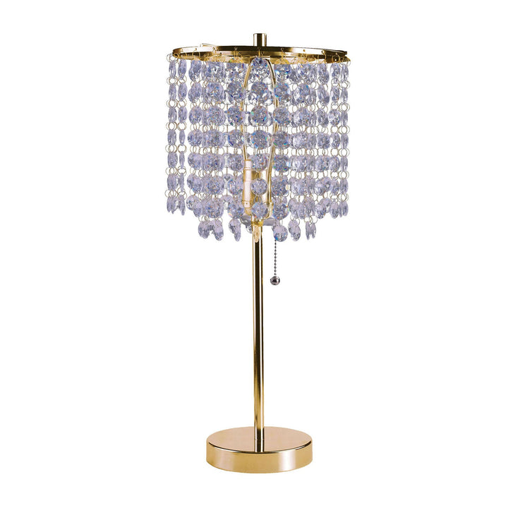 Furniture Of America Ira Gold Glam Table Lamp, Hanging Crystal Model L78315G - MONAVILLA