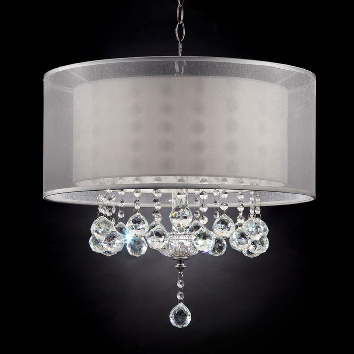 Furniture Of America Silver Traditional 19"H Ceiling Lamp, Hanging Crystal Model L9149H - MONAVILLA