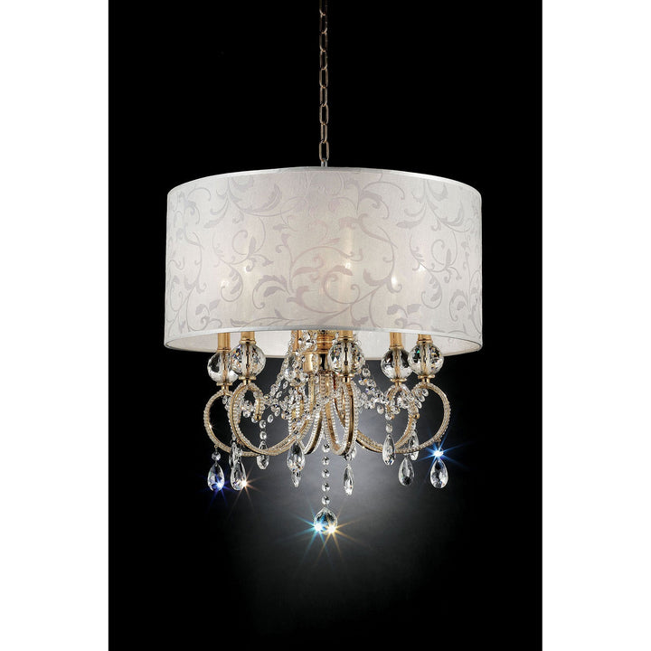 Furniture Of America Deborah Gold Traditional 24.5"H Gold Ceiling Lamp, Hanging Crystal Model L9155H - MONAVILLA