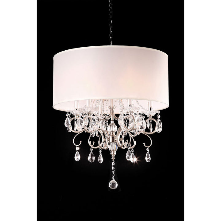 Furniture Of America Sophy White/Chrome Glam Ceiling Lamp, Hanging Crystal Model L95109H - MONAVILLA