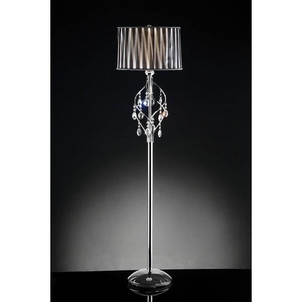 Furniture Of America Arya Black/Chrome Glam Floor Lamp, Hanging Crystal Model L95123F - MONAVILLA