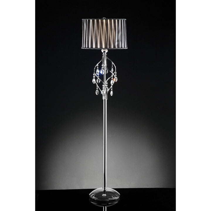 Furniture Of America Arya Black/Chrome Glam Floor Lamp, Hanging Crystal Model L95123F - MONAVILLA