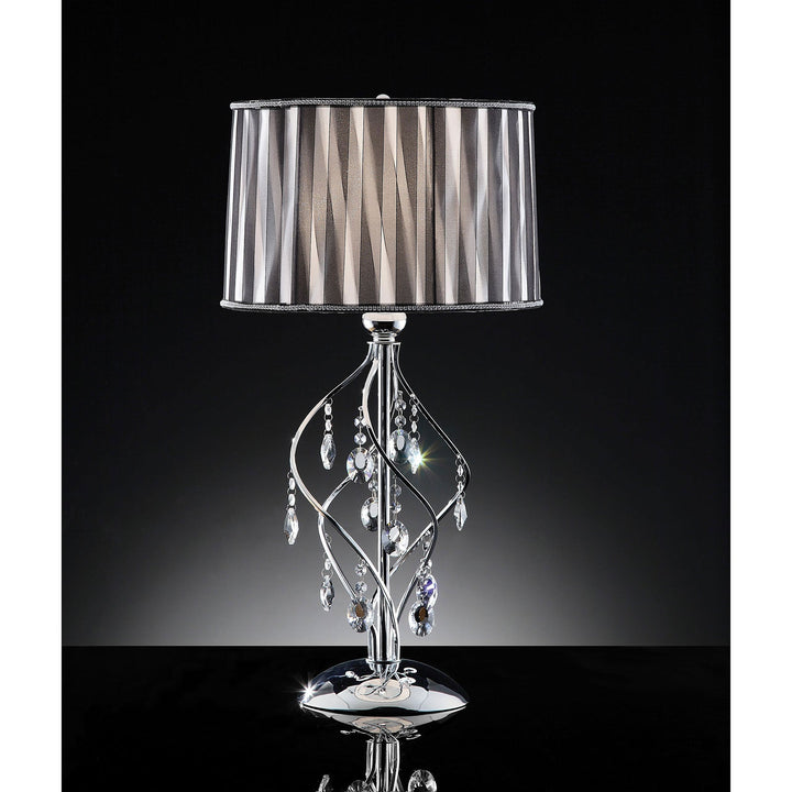 Furniture Of America Arya Black/Chrome Glam Table Lamp, Hanging Crystal Model L95123T - MONAVILLA