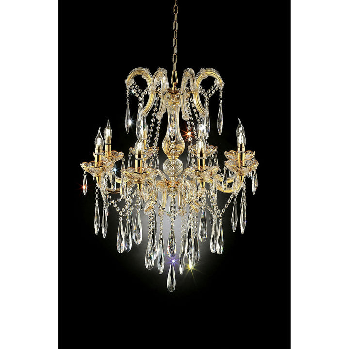 Furniture Of America Christiana Gold Traditional 35"H Gold Ceiling Lamp, Hanging Crystal Model L9806H - MONAVILLA