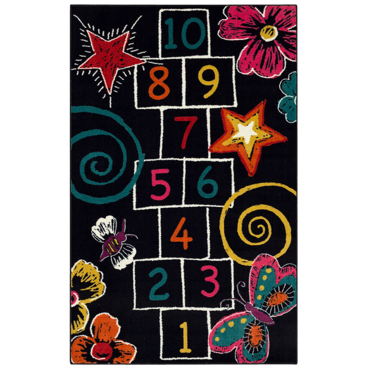 Furniture Of America Baron Multi/Black Novelty 5' X 8', Area Rug, Hopscotch, Multi Black Model RG8205 - MONAVILLA