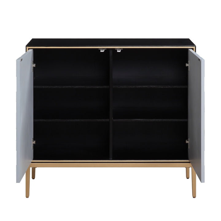 ACME Quilla Black, Gray & Brass Finish Accent Table Model AC00200 - MONAVILLA