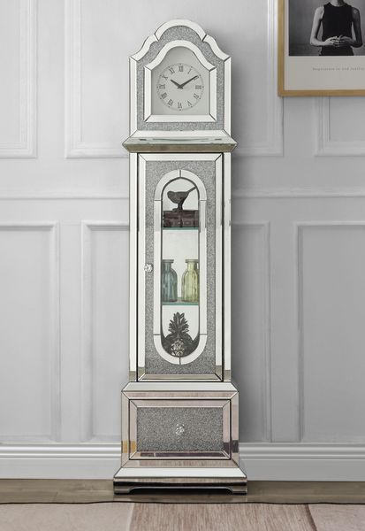 ACME Noralie Mirrored & Faux Diamonds Grandfather Clock Model AC00347 - MONAVILLA