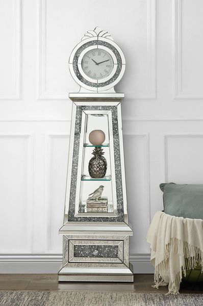 ACME Noralie Mirrored & Faux Diamonds Grandfather Clock Model AC00349 - MONAVILLA