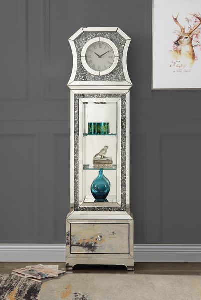 ACME Noralie Mirrored & Faux Diamonds Grandfather Clock Model AC00350 - MONAVILLA