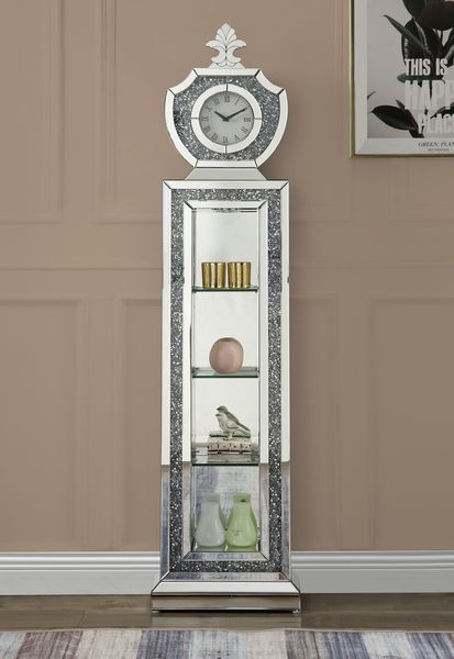 ACME Noralie Mirrored & Faux Diamonds Grandfather Clock Model AC00351 - MONAVILLA