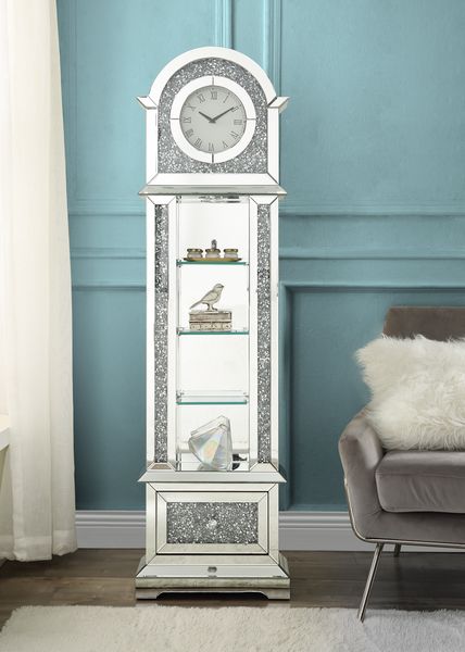 ACME Noralie Mirrored & Faux Diamonds Grandfather Clock Model AC00352 - MONAVILLA