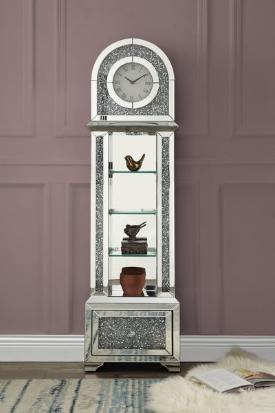 ACME Noralie Mirrored & Faux Diamonds Grandfather Clock Model AC00353 - MONAVILLA