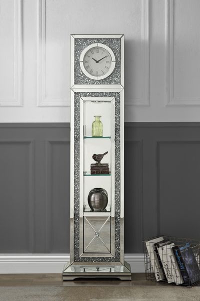 ACME Noralie Mirrored & Faux Diamonds Grandfather Clock Model AC00354 - MONAVILLA