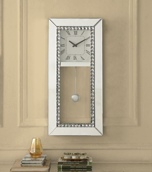 ACME Lotus Mirrored & Faux Crystal Diamonds Wall Clock Model AC00418 - MONAVILLA