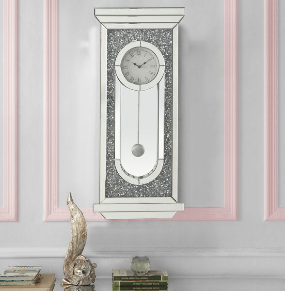 ACME Noralie Mirrored & Faux Diamonds Wall Clock Model AC00422 - MONAVILLA