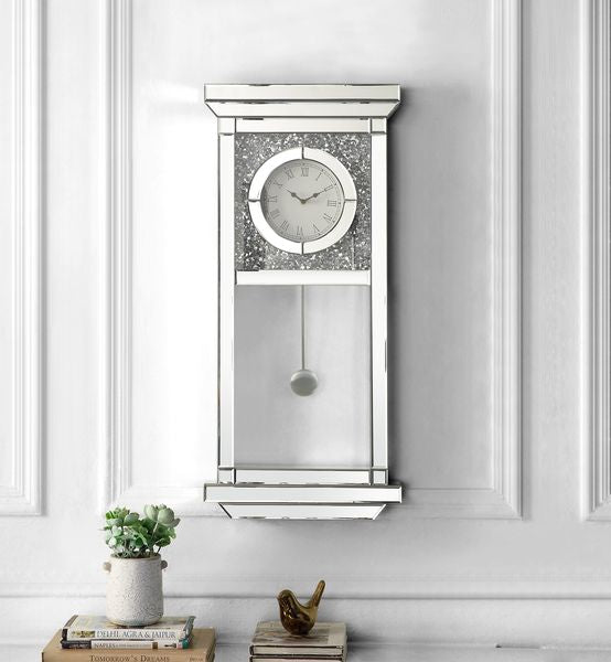 ACME Noralie Mirrored & Faux Diamonds Wall Clock Model AC00423 - MONAVILLA