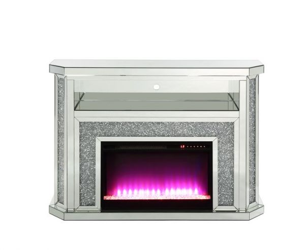 ACME Noralie Mirrored & Faux Diamonds Fireplace Model AC00508 - MONAVILLA