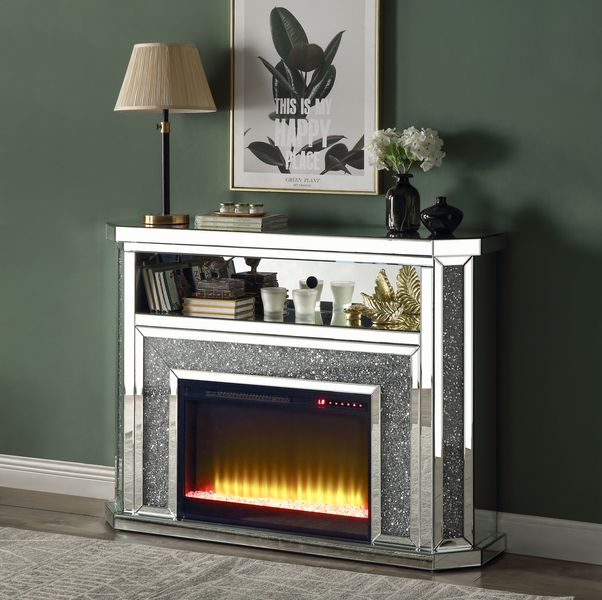 ACME Noralie Mirrored & Faux Diamonds Fireplace Model AC00508 - MONAVILLA