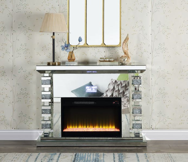 ACME Noralie Mirrored & Faux Diamonds Fireplace Model AC00509 - MONAVILLA