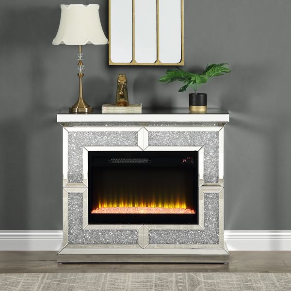 ACME Noralie Mirrored & Faux Diamonds Fireplace Model AC00512 - MONAVILLA