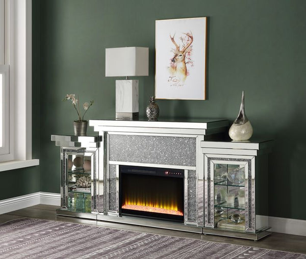 ACME Noralie Mirrored & Faux Diamonds Fireplace Model AC00524 - MONAVILLA