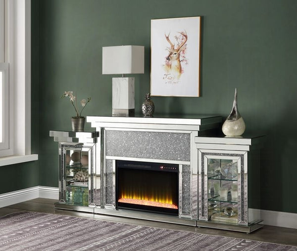 ACME Noralie Mirrored & Faux Diamonds Fireplace Model AC00524