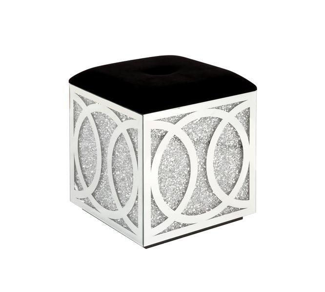 ACME Noralie Mirrored & Faux Diamonds Ottoman Model AC00529 - MONAVILLA