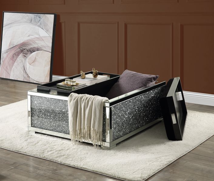 ACME Noralie Mirrored & Faux Diamonds Ottoman Model AC00531 - MONAVILLA