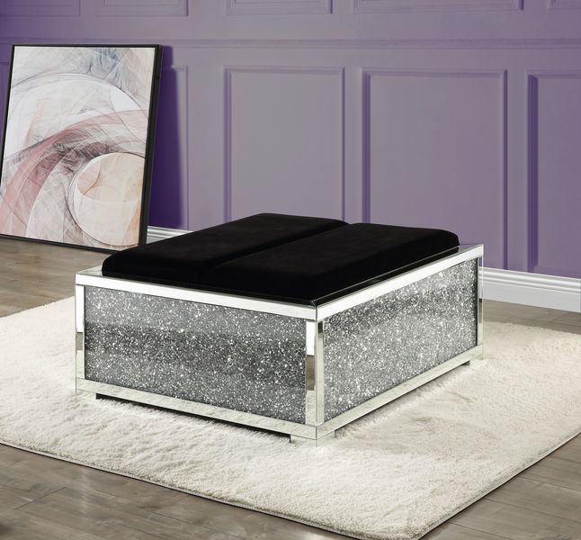 ACME Noralie Mirrored & Faux Diamonds Ottoman Model AC00531 - MONAVILLA